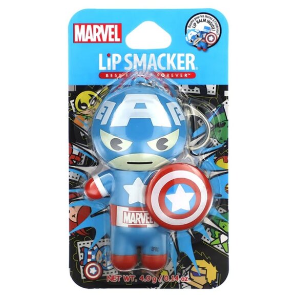 FREE*❤️Lip Smacker Marvel Captain America Lip Balm Moisturizing Gloss Keychain - Picture 1 of 7